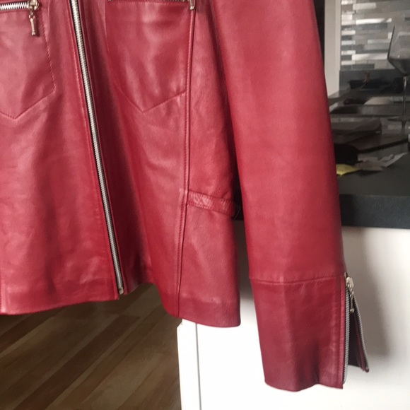 Fox Leather Bike Cranberry Jacket - like new - Picture 4 of 12